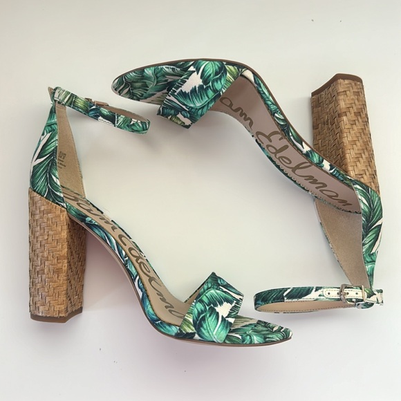 Sam Edelman Shoes - Sam Edelman Yaro, Jade Palm Print heeled Sandals Size 8 1/2
